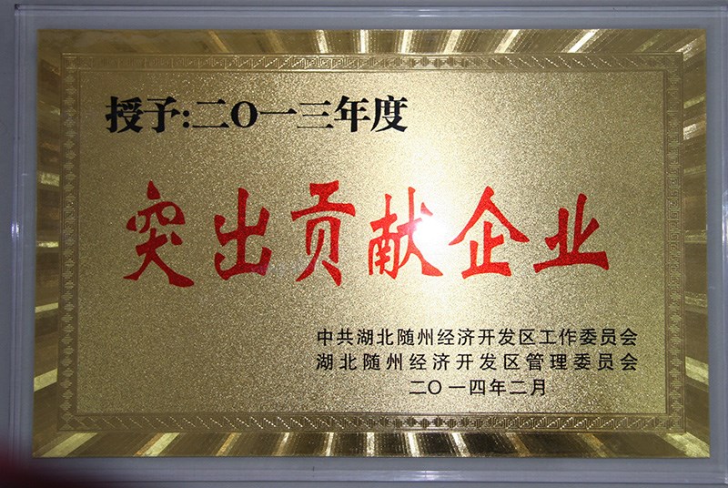 廈工楚勝榮獲隨州市2013年突出貢獻企業(yè)